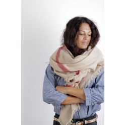 Cecilia Gallerani sál - 140x140 cm - beige, ekrü, piros