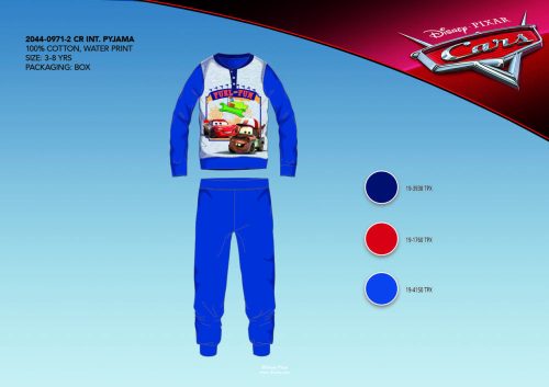 Winterse katoenen interlock kinderpyjama - Disney Cars - middelblauw - 110