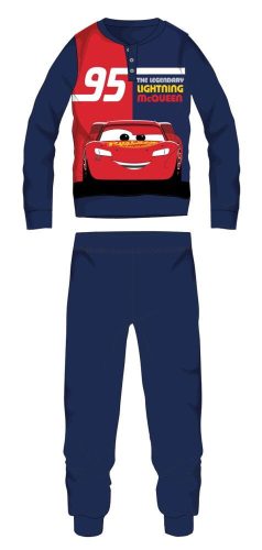 Disney Cars winterse katoenen kinderpyjama - interlock pyjama - The legendary lightning McQueen opdruk - donkerblauw - 98