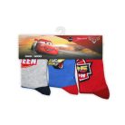 Kinderen katoenen enkelsokken - 3 paar - Cars - grijs-middenblauw-rood - 31-34