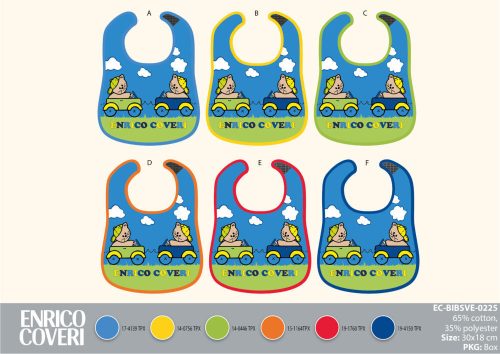 Enrico Coveri baby slabbetjes 6 stuks/pak - katoenen slabbetje 30 x 18 cm - blauw
