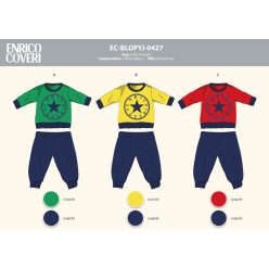   Enrico Coveri long slim baby pajamas - 100% cotton pajamas - yellow-dark blue - 74