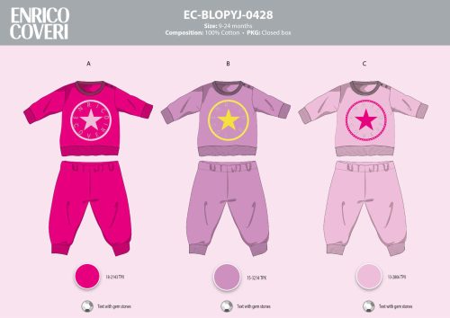 Enrico Coveri long slim baby pajamas - 100% cotton pajamas - pink - 92