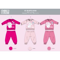   Enrico Coveri long slim baby pajamas - 100% cotton pajamas - Elephant pattern - pink - 80