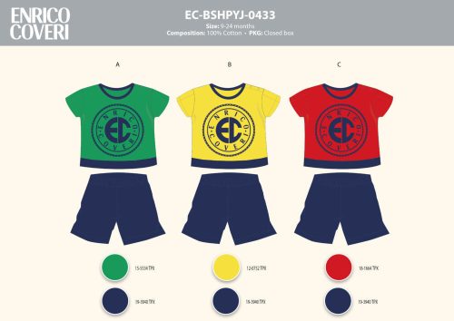 Enrico Coveri korte mouw zomer baby pyjama - 100% katoenen pyjama - rood-donkerblauw - 74