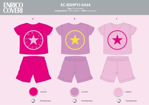 Enrico Coveri korte mouw zomer baby pyjama - 100% katoenen pyjama - roze - 92
