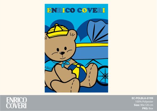 Enrico Coveri baby fleece deken - 90 x 120 cm - blauw