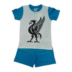 Korte mouw katoenen kinderpyjama - Evidence - middelblauw