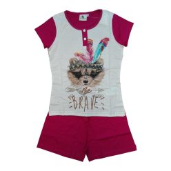 Korte mouw katoenen kinderpyjama - Evidence - roze