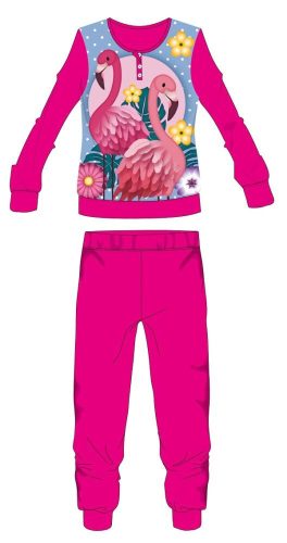 Flamingo fleece pyjama - dikke winterse kinderpyjama - roze - 110