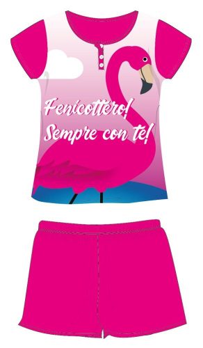 Flamingo zomerpyjama met korte mouwen voor kinderen - katoenen jersey pyjama - roze - 110