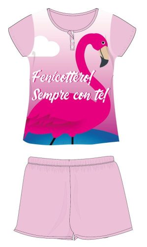 Flamingo zomerpyjama met korte mouwen voor kinderen - katoenen jersey pyjama - lichtroze - 122