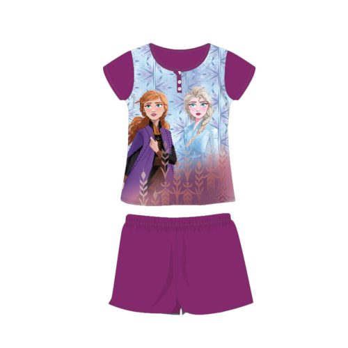 Zomerse korte mouwen kinder katoenen pyjama - Disney Frozen - Anna en Elsa - donkerpaars - 128