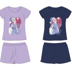   Disney Frozen katoenen zomeroutfit - T-shirt en korte broek set - donkerblauw - 110