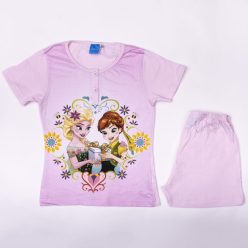 Korte mouw katoenen kinderpyjama - Frozen - lichtroze - 134