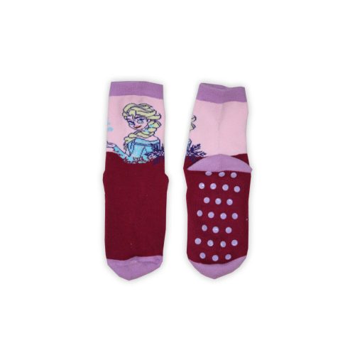 Antislip kinderbeenwarmers - Frozen - volledig pluche - Elsa patroon - bordeaux-lila - 23-26