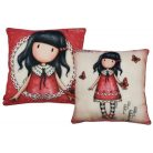 Gorjuss kussen, sierkussen - 40x40 cm - beige-rood
