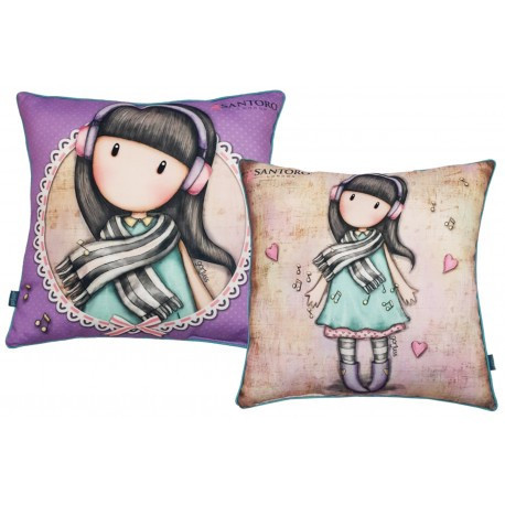 Gorjuss kussen, sierkussen - 40x40 cm - beige-paars