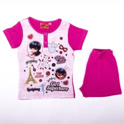   Korte mouw katoenen kinderpyjama - Ladybug en Cat Noir avonturen - roze - 128