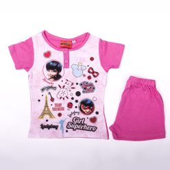   Korte mouw katoenen kinderpyjama - Ladybug en Cat Noir avonturen - roze - 98