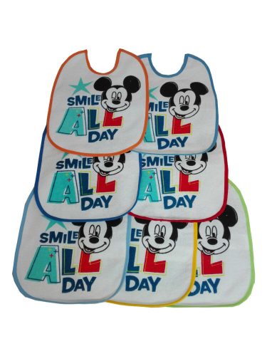 Mickey Mouse baby slabbetjes 7 stuks/pak - katoenen slabbetje - lichtblauw-middelblauw-donkerblauw-geel-oranje-rood-groen