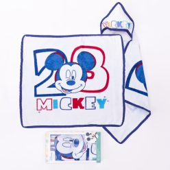   Mickey muis baby handdoek met capuchon - katoenen babyhanddoek - wit-donkerblauw