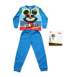   Lange dunne katoenen kinderpyjama - Mickey Mouse - Zomer met opdruk - Jersey - middelblauw - 110