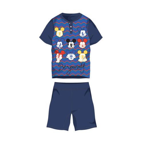 Zomerse korte mouwen kinder katoenen pyjama - Disney Mickey Mouse - Wees jezelf opdruk - donkerblauw - 110