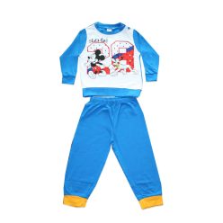   Lange dunne katoenen baby pyjama - Mickey Mouse - Jersey - middenblauw - 92