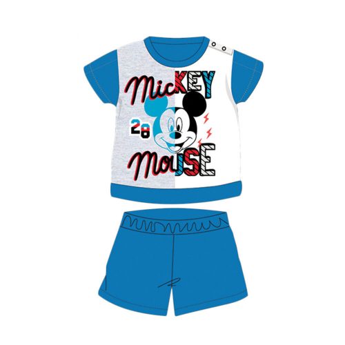 Zomerse korte mouwen katoenen baby pyjama - Disney Mickey Mouse - middelblauw - 92
