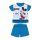 Zomerse korte mouwen katoenen baby pyjama - Disney Mickey Mouse - gestreept - middelblauw - 80