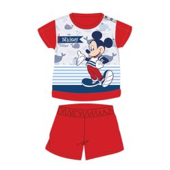   Zomerse korte mouwen katoenen baby pyjama - Disney Mickey Mouse - gestreept - rood - 80