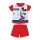 Zomerse korte mouwen katoenen baby pyjama - Disney Mickey Mouse - gestreept - rood - 80