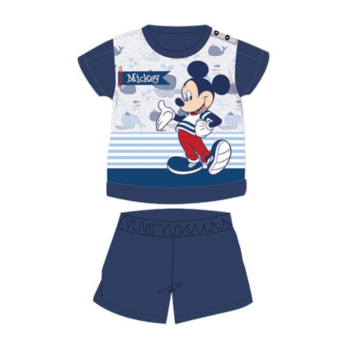 Zomerse korte mouwen katoenen baby pyjama - Disney Mickey Mouse - gestreept - donkerblauw - 92