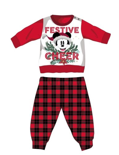 Disney Mickey Mouse winter dikke kerstbaby pyjama - katoenen flanellen pyjama - rood-zwart - 86
