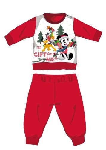 Disney Mickey Mouse winter dikke kerstbaby pyjama - katoenen flanellen pyjama - rood - 80