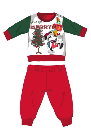 Disney Mickey Mouse winter dikke kerstbaby pyjama - katoenen flanellen pyjama - rood-groen - 92