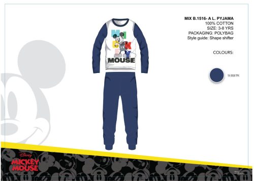 Disney Mickey Mouse kinderjersey pyjama - katoenen pyjama - donkerblauw