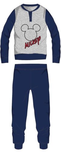Disney Mickey Mouse heren dunne katoenen pyjama - jersey pyjama - lichtgrijs-donkerblauw - L