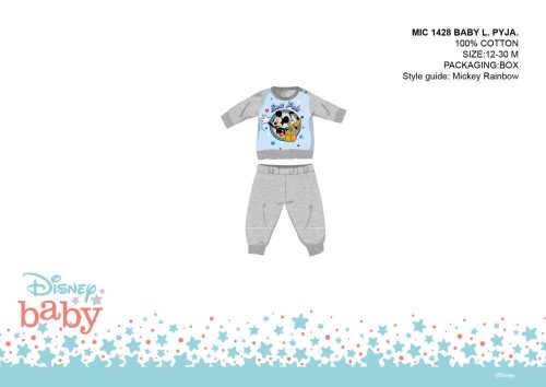Disney Mickey Mouse baby pyjama - jersey katoenen pyjama - grijs - 92