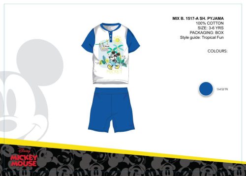 Disney Mickey Mouse zomer korte mouw kinderpyjama - katoenen pyjama - middelblauw