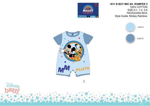 Disney Mickey Mouse zomer korte mouw baby romper - met Mickey en Pluto patroon - lichtblauw-blauw - voor baby's van 0-1 maand