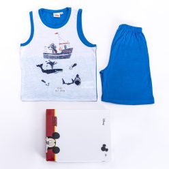   Mickey Mouse jongens katoenen zomerpyjama - mouwloze pyjama - zomer set - middelblauw - 110