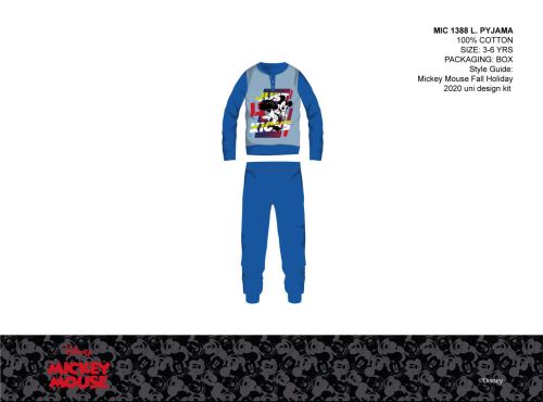 Disney Mickey Mouse dunne katoenen kinderpyjama - jersey pyjama - middelblauw - 116