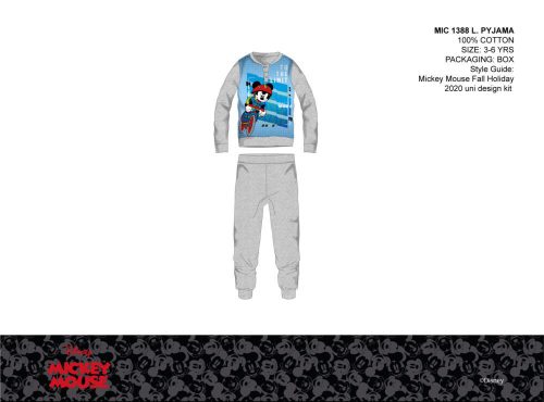 Disney Mickey Mouse dunne katoenen kinderpyjama - jersey pyjama - grijs - 104