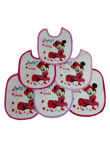 Minnie Mouse baby slabbetjes 6 stuks/pak - katoenen slabbetje - lichtroze-roze-donkerroze-roze-rood-paars