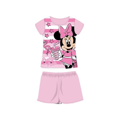 Zomerse korte mouwen kinder katoenen pyjama - Disney Minnie Mouse - gestreept - lichtroze - 122