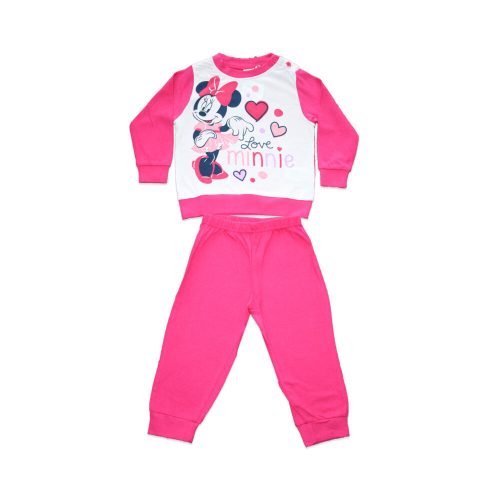 Lange dunne katoenen baby pyjama - hartjes Minnie Mouse - Jersey - roze - 92