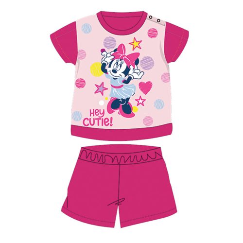 Zomerse korte mouwen katoenen baby pyjama - Disney Minnie Mouse - gestreept - roze - 92