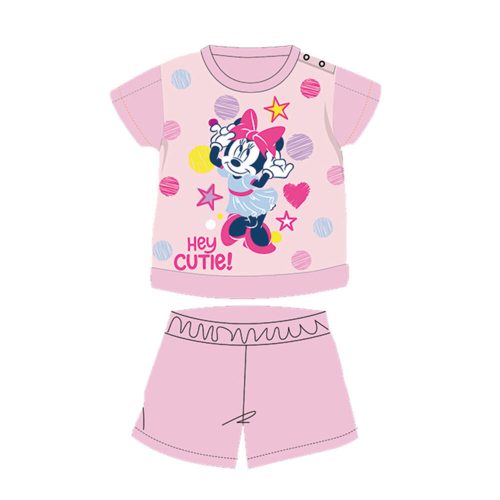 Zomerse korte mouwen katoenen baby pyjama - Disney Minnie Mouse - gestippeld - lichtroze - 92